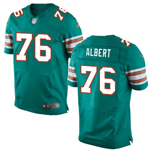 Men's Elite Branden Albert Nike Jersey Aqua Green Alternate - #76 NFL Miami Dolphins